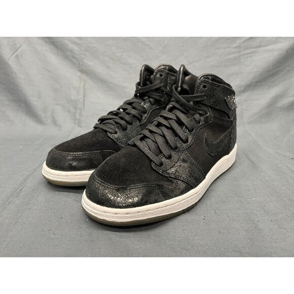 Nike Boys Jordan 1 Retro High (GS) 2016 Heiress Black Suede Size 4 NEW NO BOX! - Picture 4 of 11